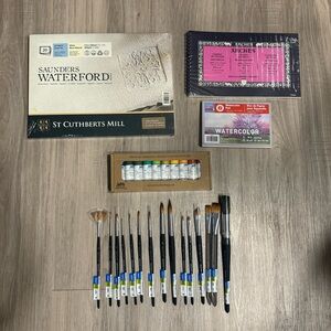 Artist Watercolor Paint Bundle 10 Michael Harding Paints Watercolor Brushes NEW